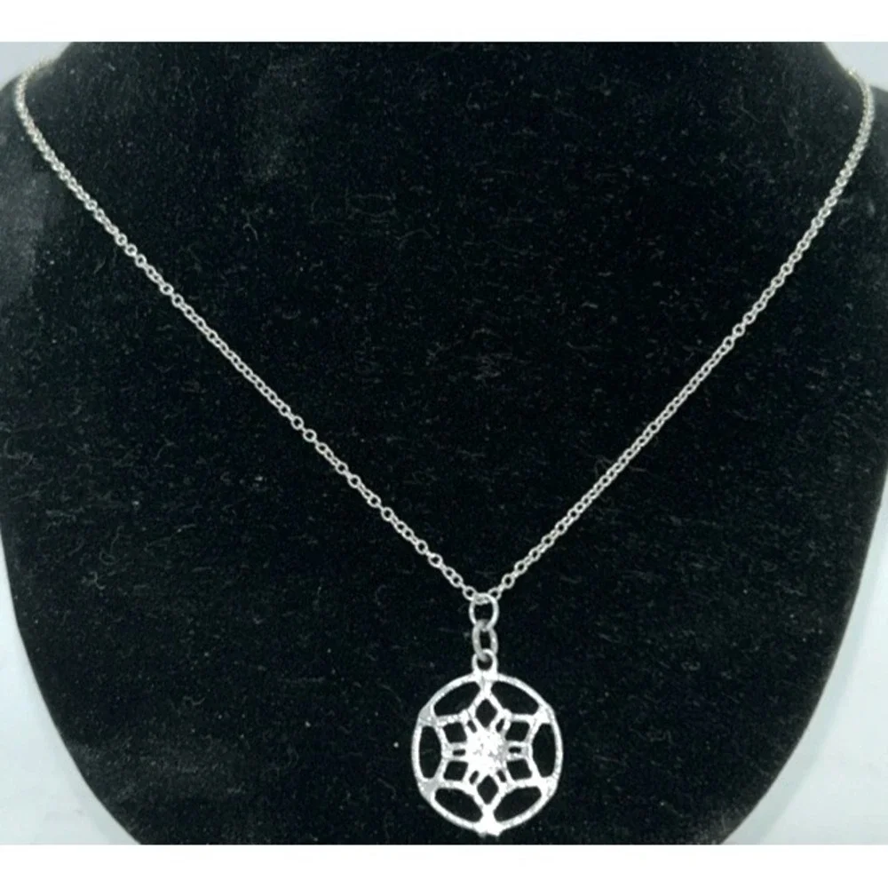 Dreamcatcher Pendant Necklace 925 Silver Blue‎ Charm 20
